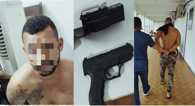 Homem é preso com posse de carro roubado, um simulacro de arma de fogo em uma pousada no centro de Patos