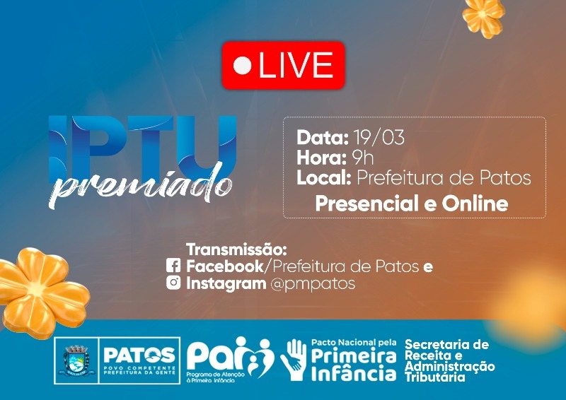 Prefeitura de Patos lança, nesta terça-feira, a campanha IPTU Premiado 2024