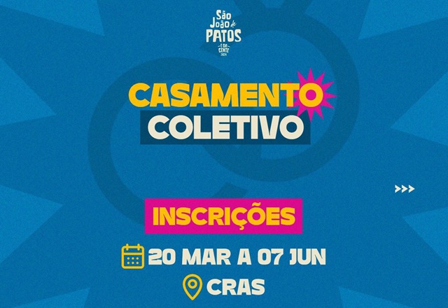 São João de Patos 2024: Inscrições abertas para o Casamento Coletivo 