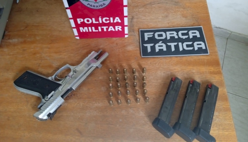 Suspeito de integrar facção criminosa é preso com pistola 380, em Diamante