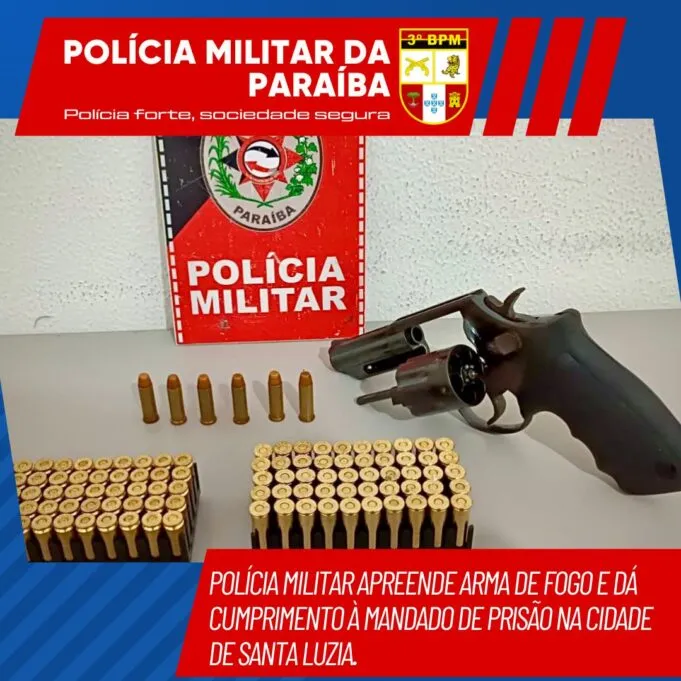 Polícia Militar apreende arma de fogo e dá cumprimento à mandado de prisão em Santa Luzia