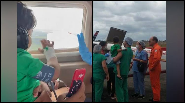 Com doença rara, criança cajazeirense é transferida para João Pessoa em avião dos Bombeiros
