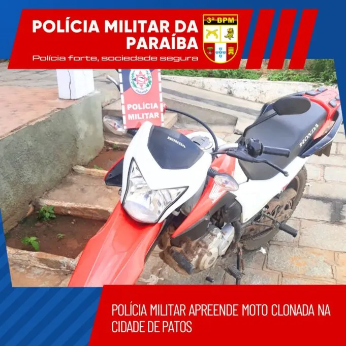 Polícia Militar apreende moto clonada em Patos 