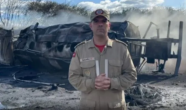 Em vídeo, comandante do 4º Batalhão do Bombeiro Militar fala sobre explosão do caminhão-tanque