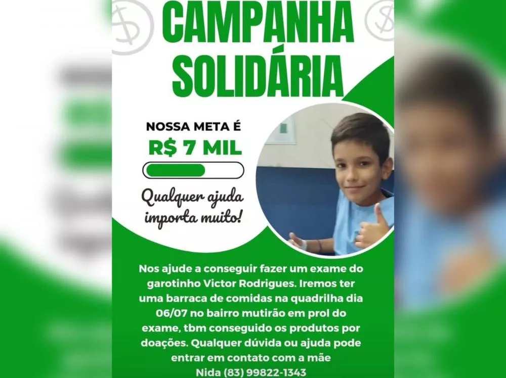 Família patoense realiza campanha solidária para criança que precisa de exames médicos urgentes