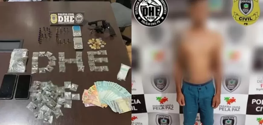 Em Patos, Polícia Civil, por meio da Delegacia de Homicídios e Entorpecentes (DHE), estourou um ponto de venda de drogas e prendeu um homem 