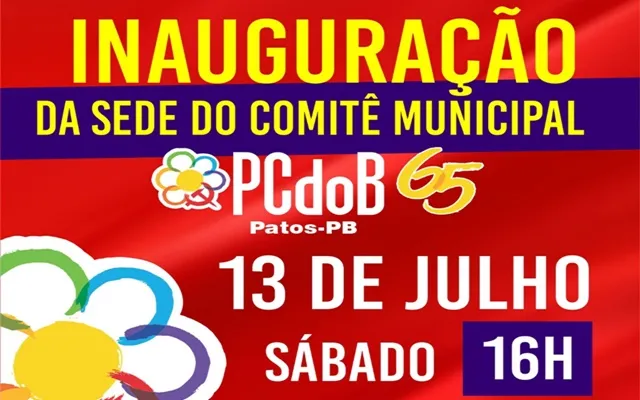 PCdoB irá inaugurar sede em Patos no próximo sábado, dia 13