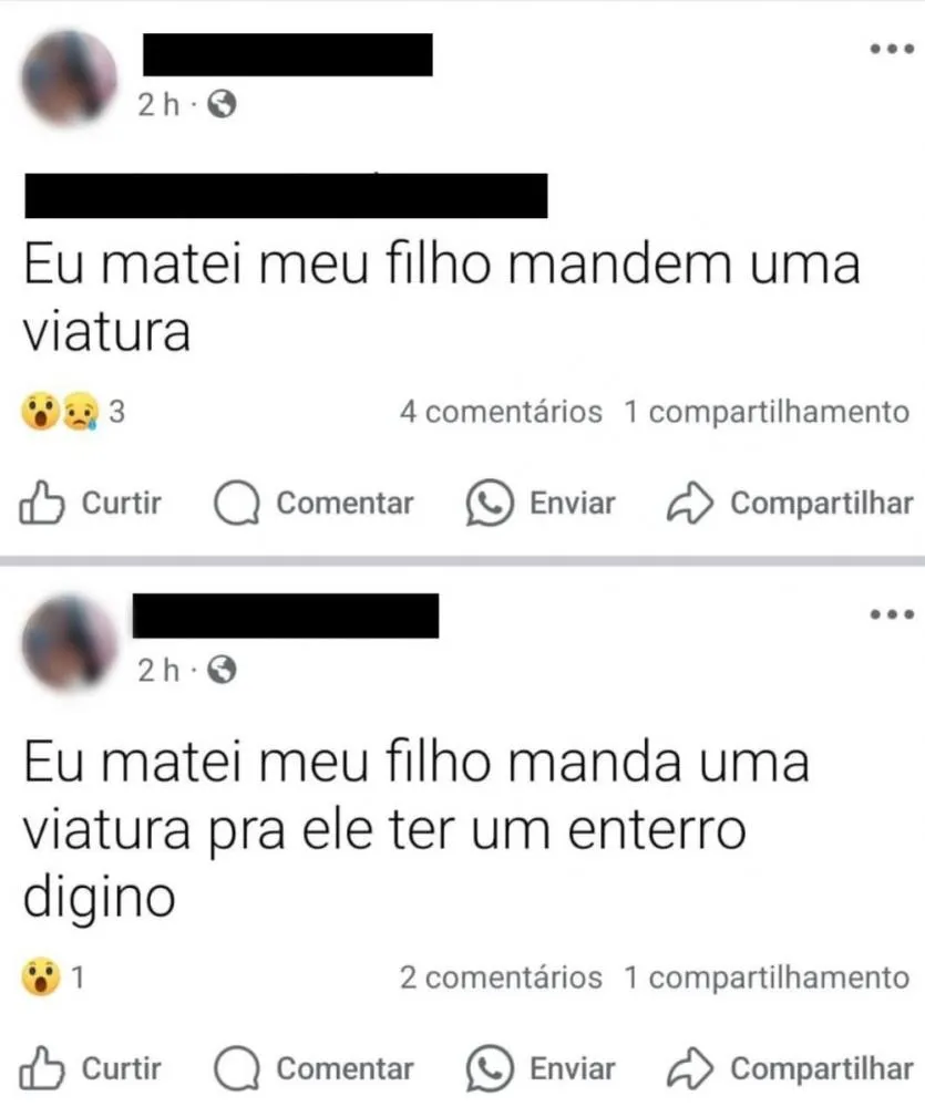 Mãe mata filho de 4 anos estrangulado e posta nas redes sociais: "'Eu matei meu filho, mandem uma viatura''