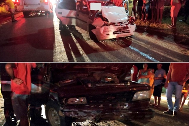 Colisão frontal entre dois carros na PB-306 na saída de Princesa Isabel deixa oito pessoas feridas