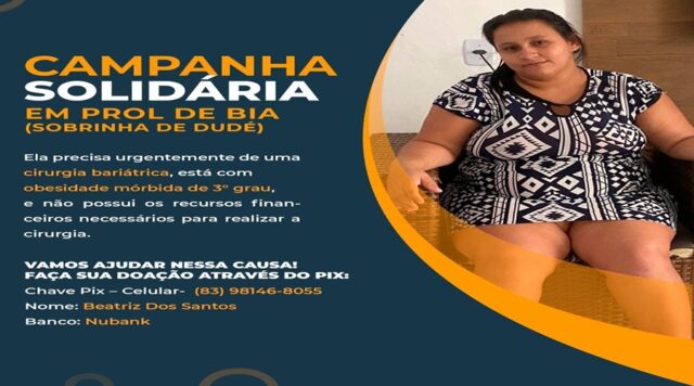 Família pede ajuda e faz vaquinha para conseguir cirurgia e recuperar a saúde de Beatriz dos Santos, em Malta