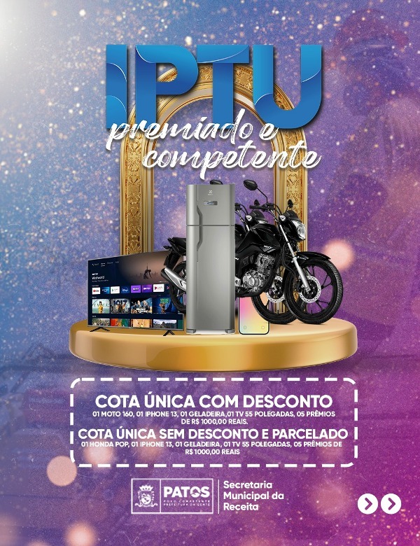 Será na próxima segunda, 06, lançamento oficial da campanha IPTU 2023 da Prefeitura de Patos