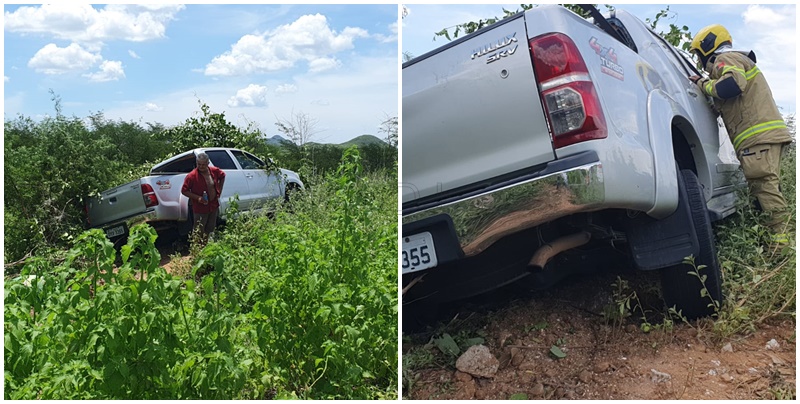 Acidente no pé da serra do Teixeira deixa veículo parcialmente destruído e carga de feijão na pista