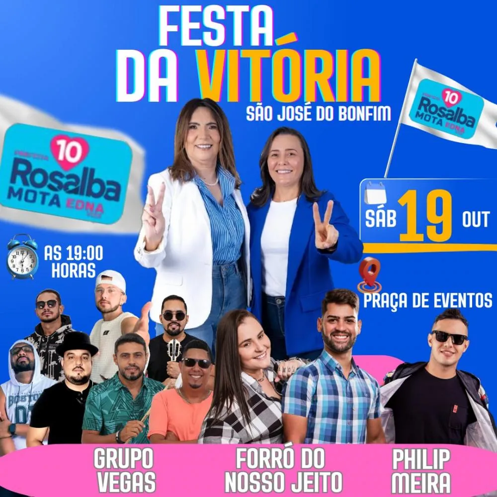 Prefeita eleita de São José do Bonfim anuncia festa da vitória para o próximo sábado 19