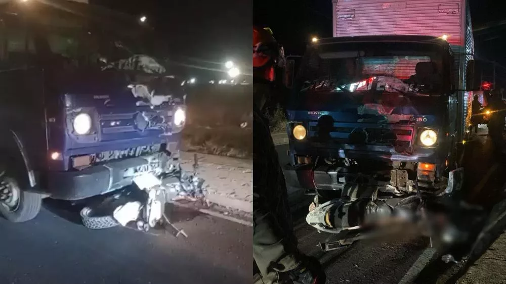 Acidente entre caminhão e motocicleta deixa vítima fatal, na noite deste domingo(03) em Patos 