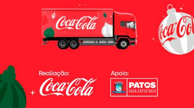 Caravana de Natal da Coca-Cola chega a Patos pela primeira vez com apoio da Prefeitura Municipal