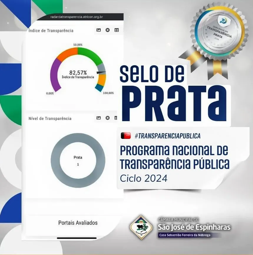 Câmara de São José de Espinharas alcança selo Prata em Transparência Pública