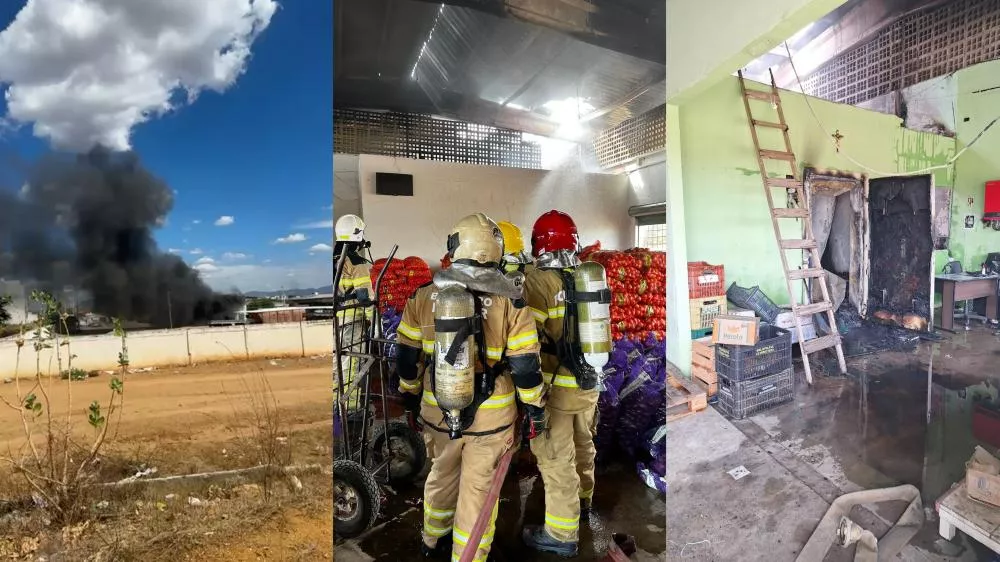 Incêndio atinge galpão da Ceasa em Patos, PB; Bombeiros controlam chamas rapidamente 
