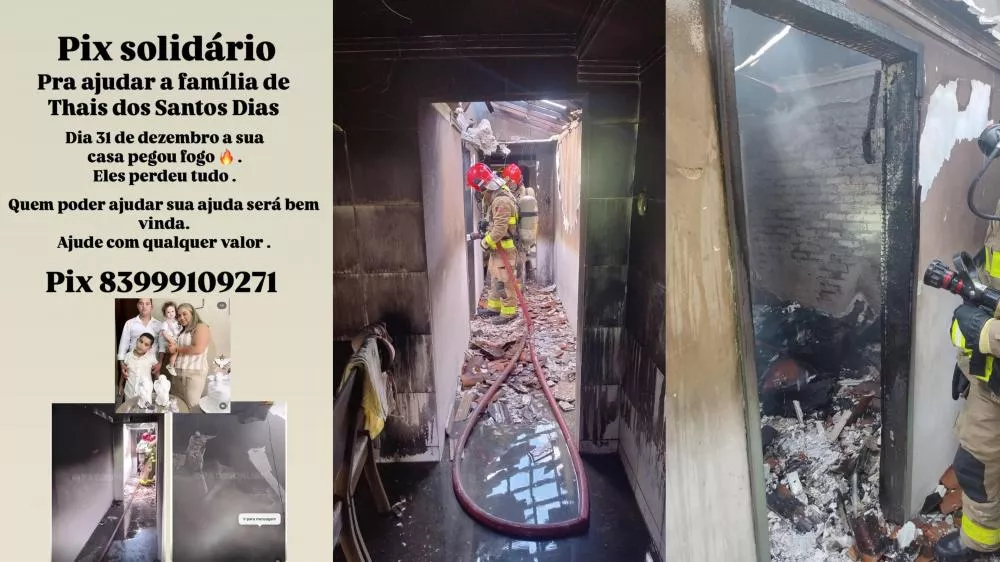 Família de Patos realiza campanha solidária após perder tudo em incêndio na virada do ano