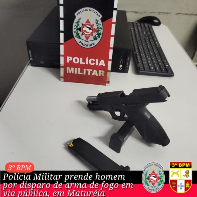 Polícia Militar prende homem por disparo de arma de fogo em via pública, em Matureia