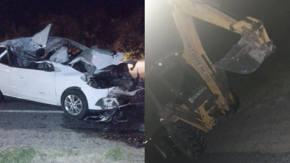 Colisão envolvendo um veiculo Prisma e uma retroescavadeira na PB-238 Deixa Pai Ferido e Filho Morto em Teixeira, Sertão da Paraíba