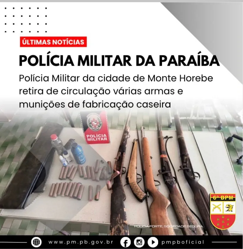Polícia apreende armas e munições, após criança se acidentar com arma de fogo, no alto sertão da PB