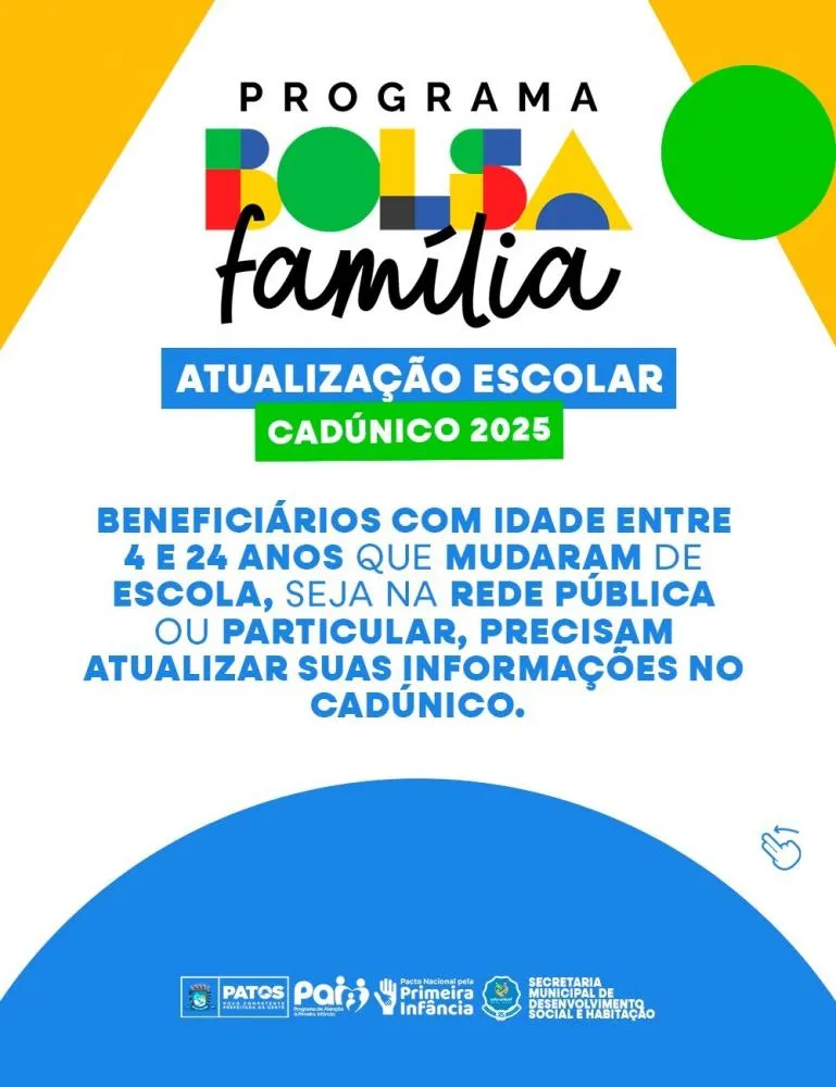 Alunos que mudaram de escola precisam atualizar o CadÚnico em 2025