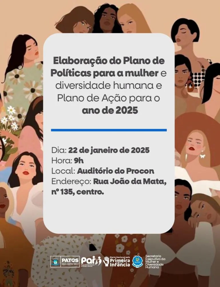 Secretaria da Mulher convida sociedade para Elaboração do Plano de Políticas Públicas