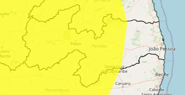 Inmet coloca Patos e mais 146 cidades da Paraíba sob alerta de chuvas intensas; veja lista