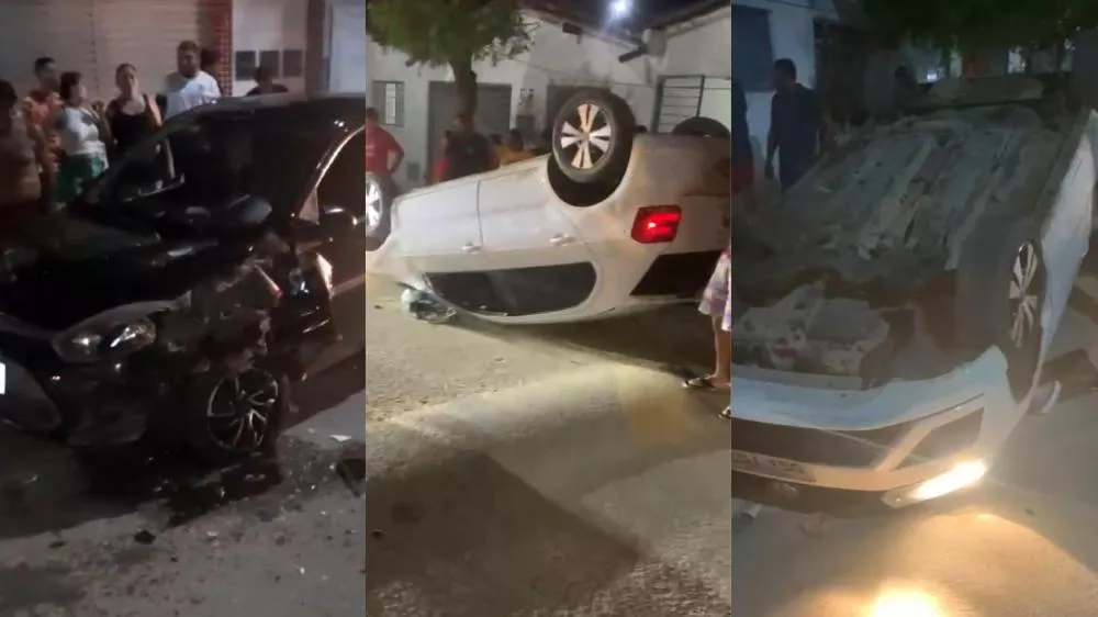 Colisão entre dois veículos resulta em capotamento no bairro do Morro, em Patos.