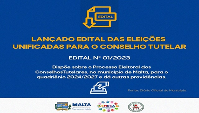 Edital para eleição de conselheiros tutelares é lançado em Malta 