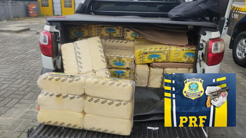 PRF na Paraíba apreende 800kg de queijo sem comprovação fiscal e arma de fogo