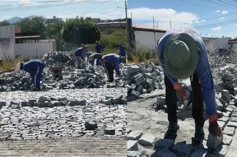 Prefeitura segue com obras de calçamento em diversas ruas de Patos