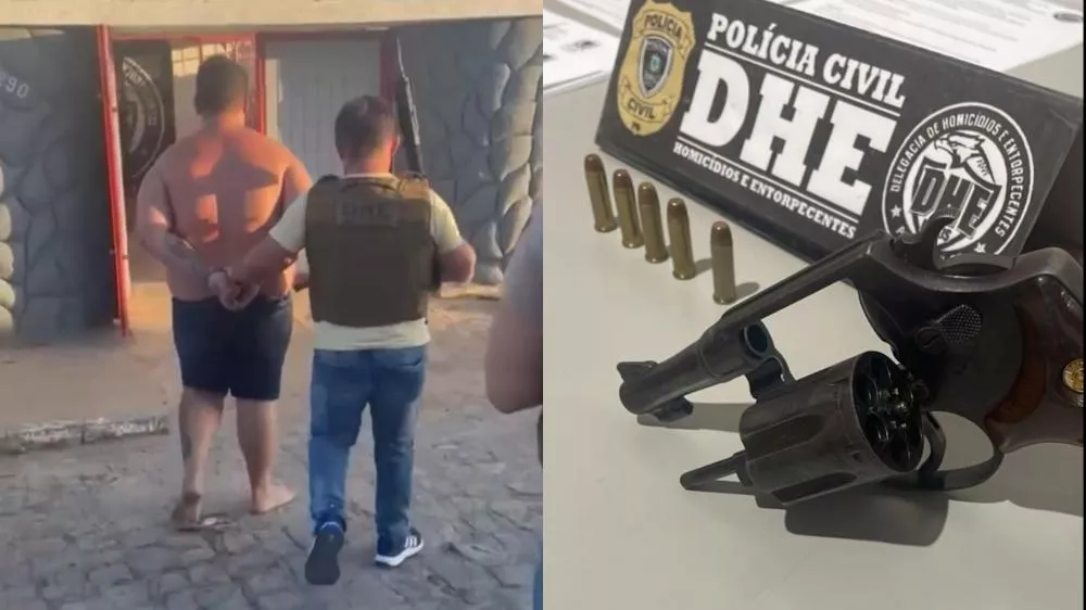 DHE de Patos prende foragido da Justiça de Coremas, suspeito de integrar facção criminosa, e apreende arma de fogo 