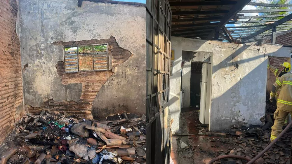 Incêndio destrói residência na tarde deste sábado (19) no bairro Maternidade, em Patos 