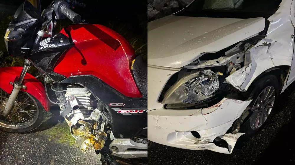 Motocilista fica gravemente ferido, após colisão entre moto e carro na BR-361, no bairro Bivar Olinto em Patos