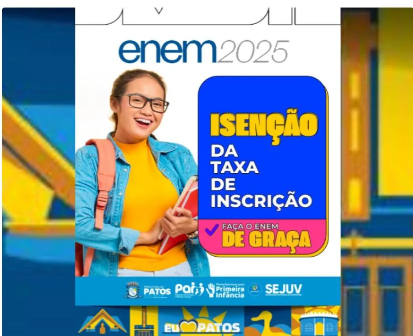 Secretaria de Juventude de Patos incentiva jovens a solicitarem isenção da taxa do Enem 2025