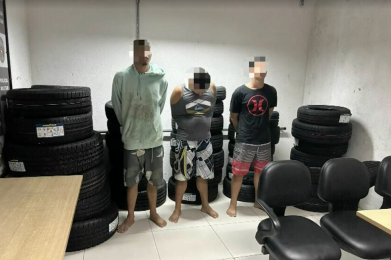 Grupo é preso suspeito de levar caminhão, arrombar loja, e furtar pneus em JP