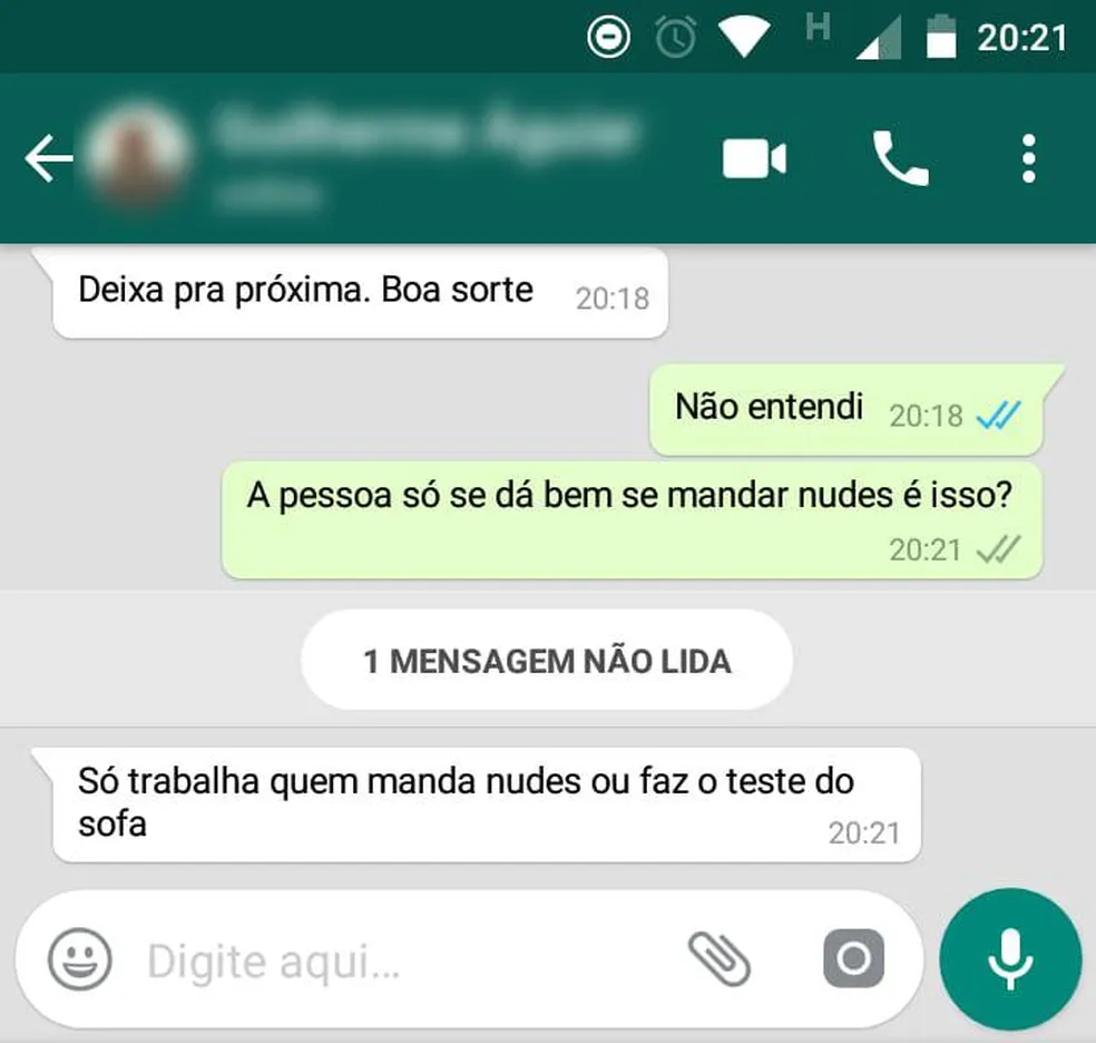 'Fiquei abalada, estava precisando do emprego', diz mulher que recebeu pedido de nude ao se candidatar para vaga de emprego