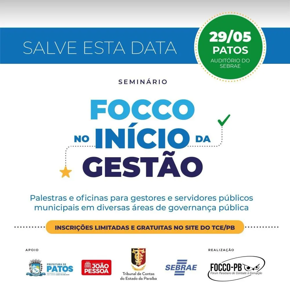 Patos Sedia Seminário “FOCCO no Início da Gestão” com Foco na Transparência e Eficiência Pública