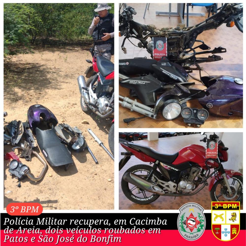 POLÍCIA MILITAR RECUPERA, EM CACIMBA DE AREIA, DOIS VEÍCULOS ROUBADOS EM PATOS E SÃO JOSÉ DO BONFIM