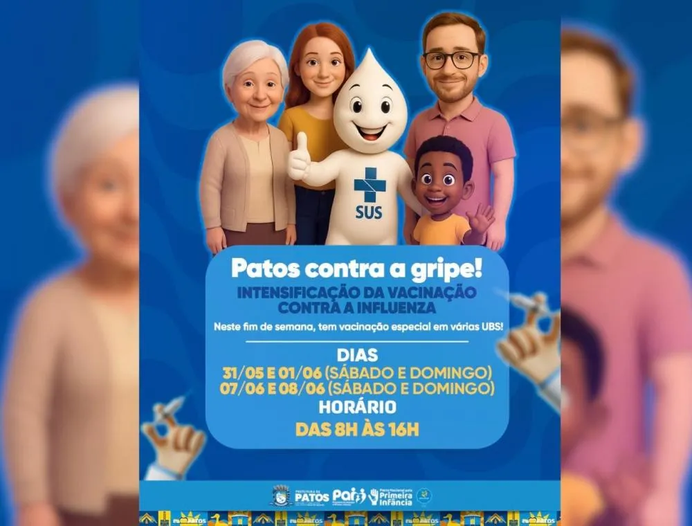 Prefeitura de Patos intensifica vacinação contra a gripe com ações nos finais de semana e atendimento noturno