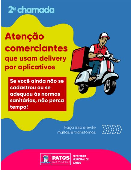 Segunda chamada: Vigilância Sanitária de Patos convoca estabelecimentos de delivery por aplicativos