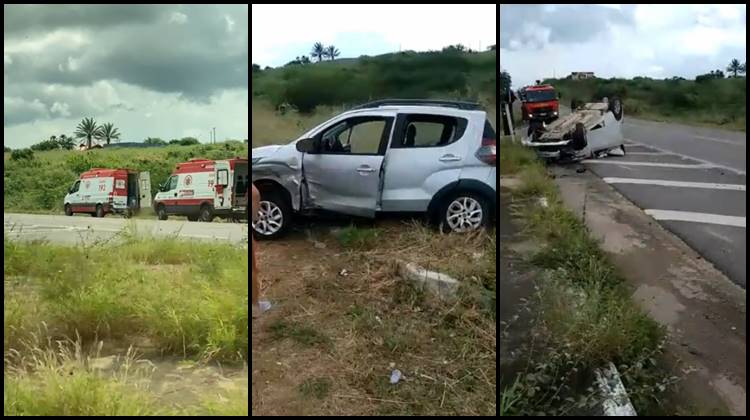 Quatro pessoas ficam feridas após colisão entre dois carros e capotamento na BR 230, no alto sertão da Paraíba