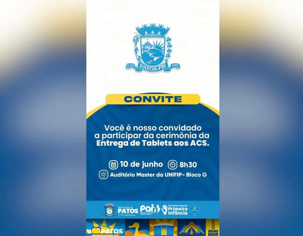 Prefeitura de Patos entrega tablets a todos os Agentes Comunitários de Saúde nesta terça-feira (10)