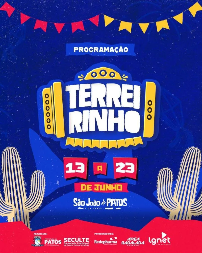 Prefeitura de Patos anuncia programação cultural do Terreirinho do Forró, que acontece de 13 a 23 de junho