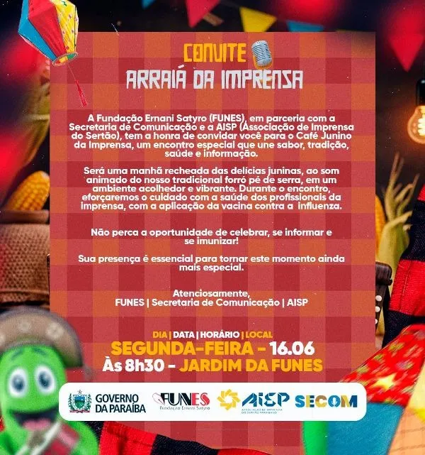 FUNES, AISP E SECOM promovem Café Junino da Imprensa com Vacinação contra Influenza