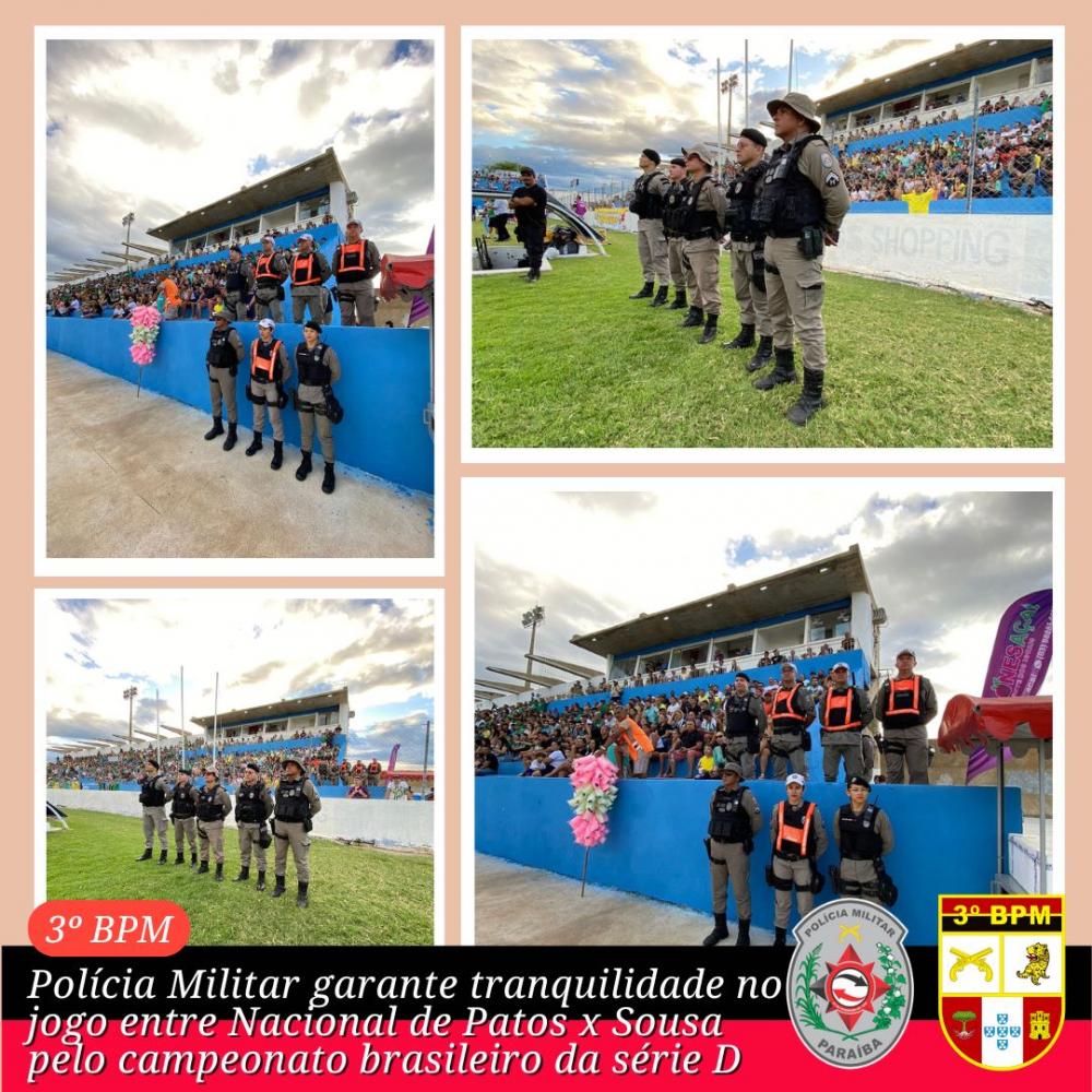 POLÍCIA MILITAR GARANTE TRANQUILIDADE NO JOGO ENTRE NACIONAL DE PATOS X SOUSA 