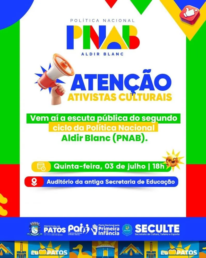 Escuta Pública do 2º ciclo da PNAB terá debate no auditório da antiga Secretaria de Educação