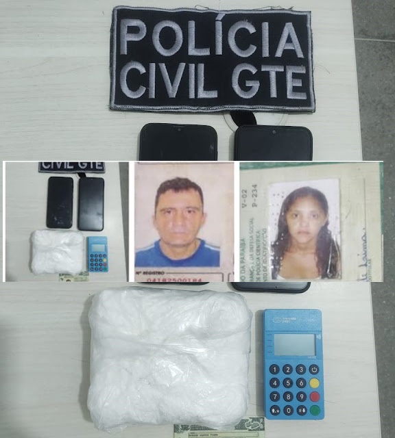 Casal é preso pelo GTE de Cajazeiras quando transportavam cerca de meio quilo de cocaína