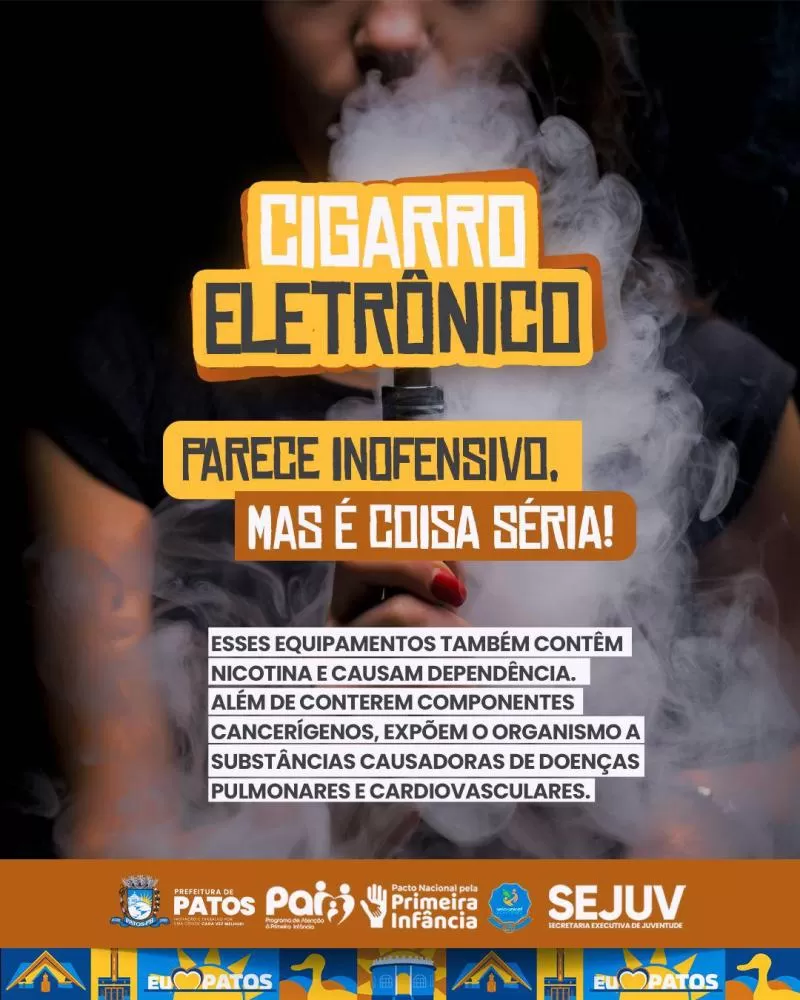 Secretaria de Juventude lança campanha sobre os perigos do cigarro eletrônico: “Parece inofensivo, mas é coisa séria!”
